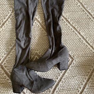 Over the knee grey boots